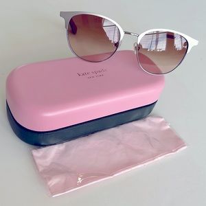 NEW Kate Spade Joelynn 52MM Semi-Rimless Retro Sunglasses brushed Gold